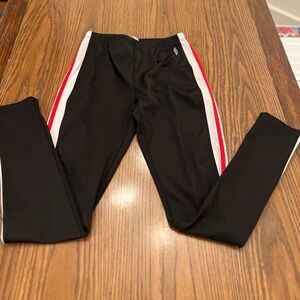 Women’s free people Track Pants with Red and White Stripes and ankle zipper